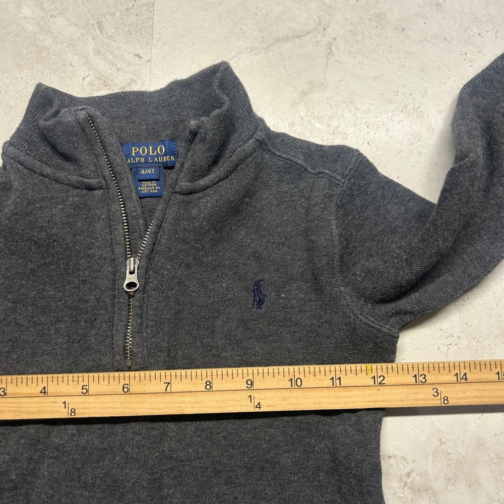 Polo Ralph Lauren Quarter Zip Sweater Grey Kids Size 4T Cotton Knit Pullover - Picture 4 of 7